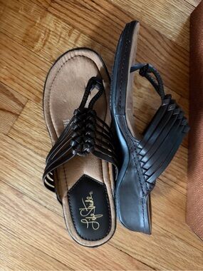 Life Stride Brown Braided Thong Sandals